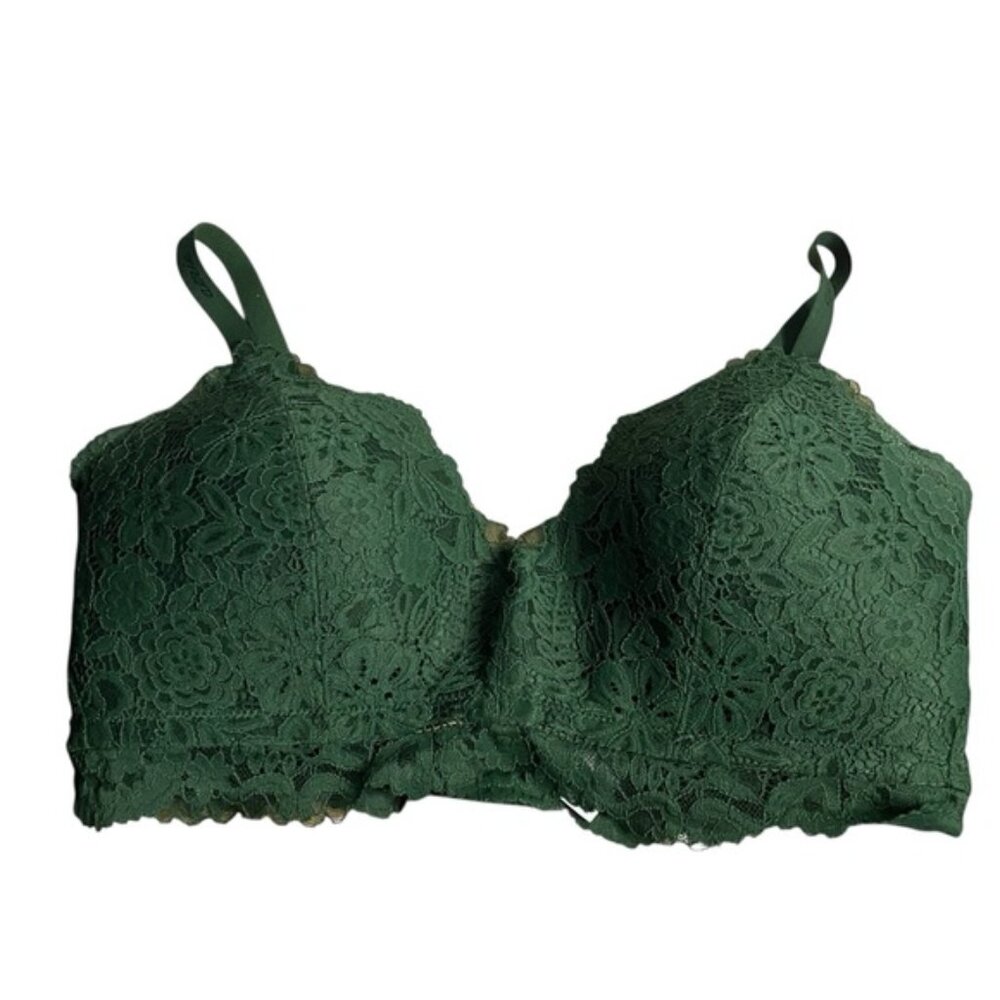 Aerie Women's Deep Green Lightly Lined Lace Bralette